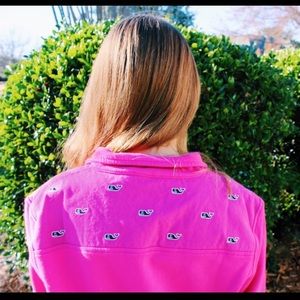 Vineyard Vines Pink Whale Embroidered Shep Shirt